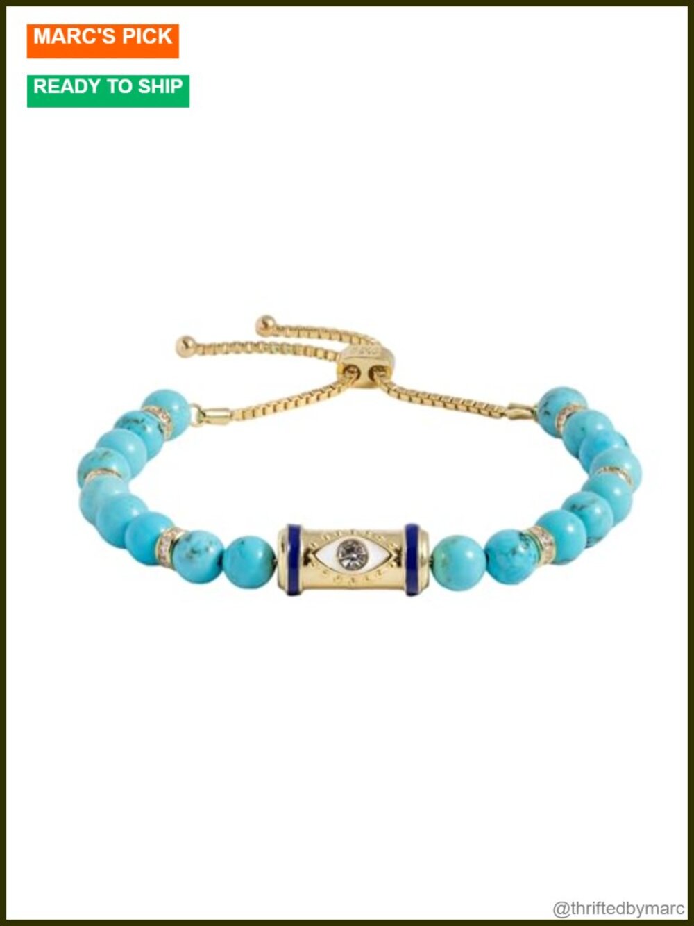 Evil Eye Charm Bracelet - Sapphire & Crystal Stones, Nickel-Free